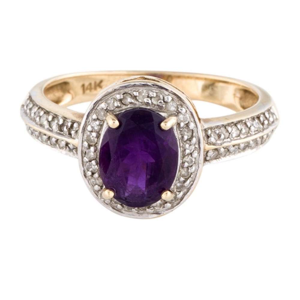 14K 1.19ct Amethyst & Diamond Ring Size 6.25